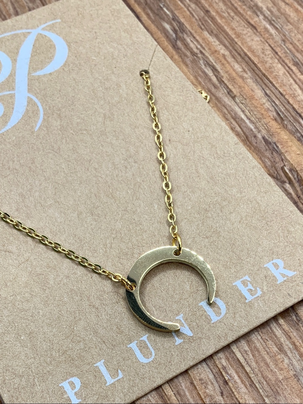 Plunder Design Portia Gold Crescent Pendant Chain Necklace